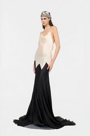 RC Silk Slip Dress AVORIO/NERO XQT135-SE001