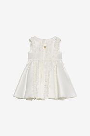 JU Vestido de satén con volantes IVORY XJT11I-OG016