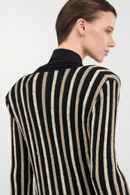 RC Cardigan with Laminated Stripes BLACK/GOLD WKM906-MO010