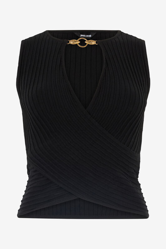 JC Rib-Knit Sleeveless Crop Top JC Rib-Knit Sleeveless Crop Top Black UFM018-UF163