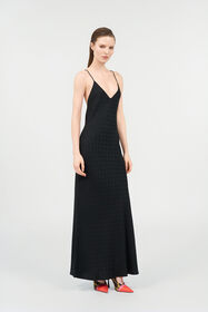 RC Silk Maxi Dress with Monogram RC Black VKT102-RK010