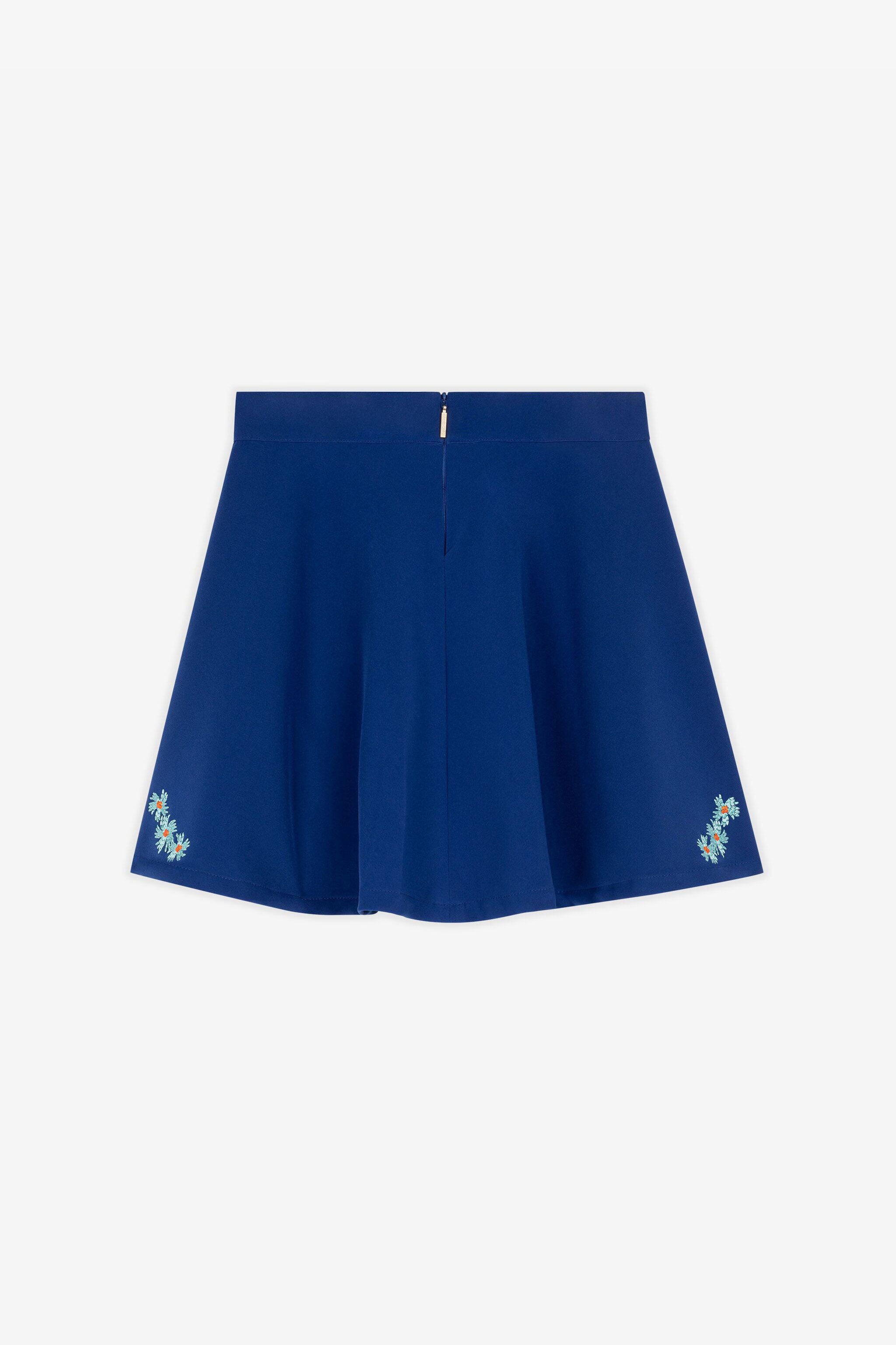JU Floral-Embroidered Skirt JU Floral-Embroidered Skirt Blue RJT304-KU001
