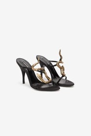 RC Sandalias de cuero con serpiente joya BLACK XWS011-FL113