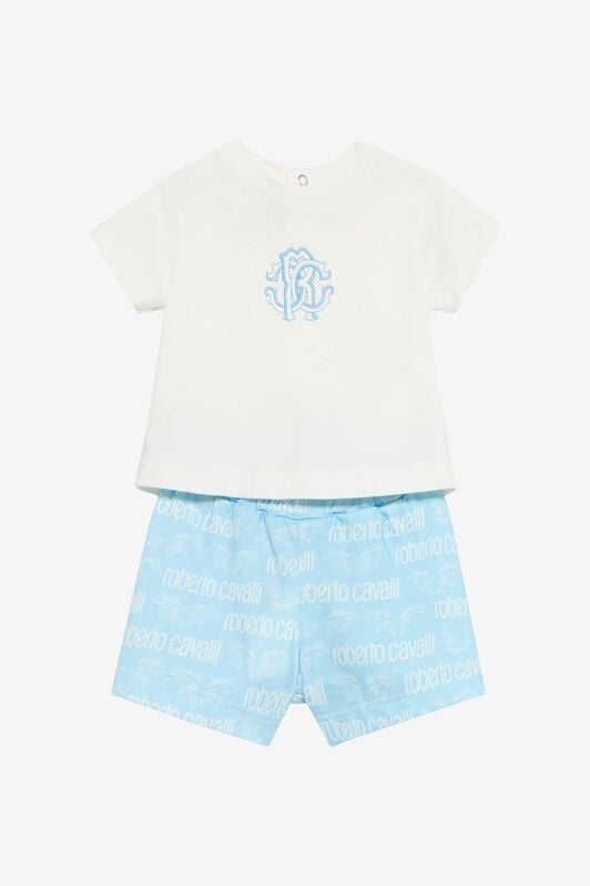 JU Branded T-Shirt And Shorts Set JU Branded T-Shirt And Shorts Set Light blue UJT824-JD001