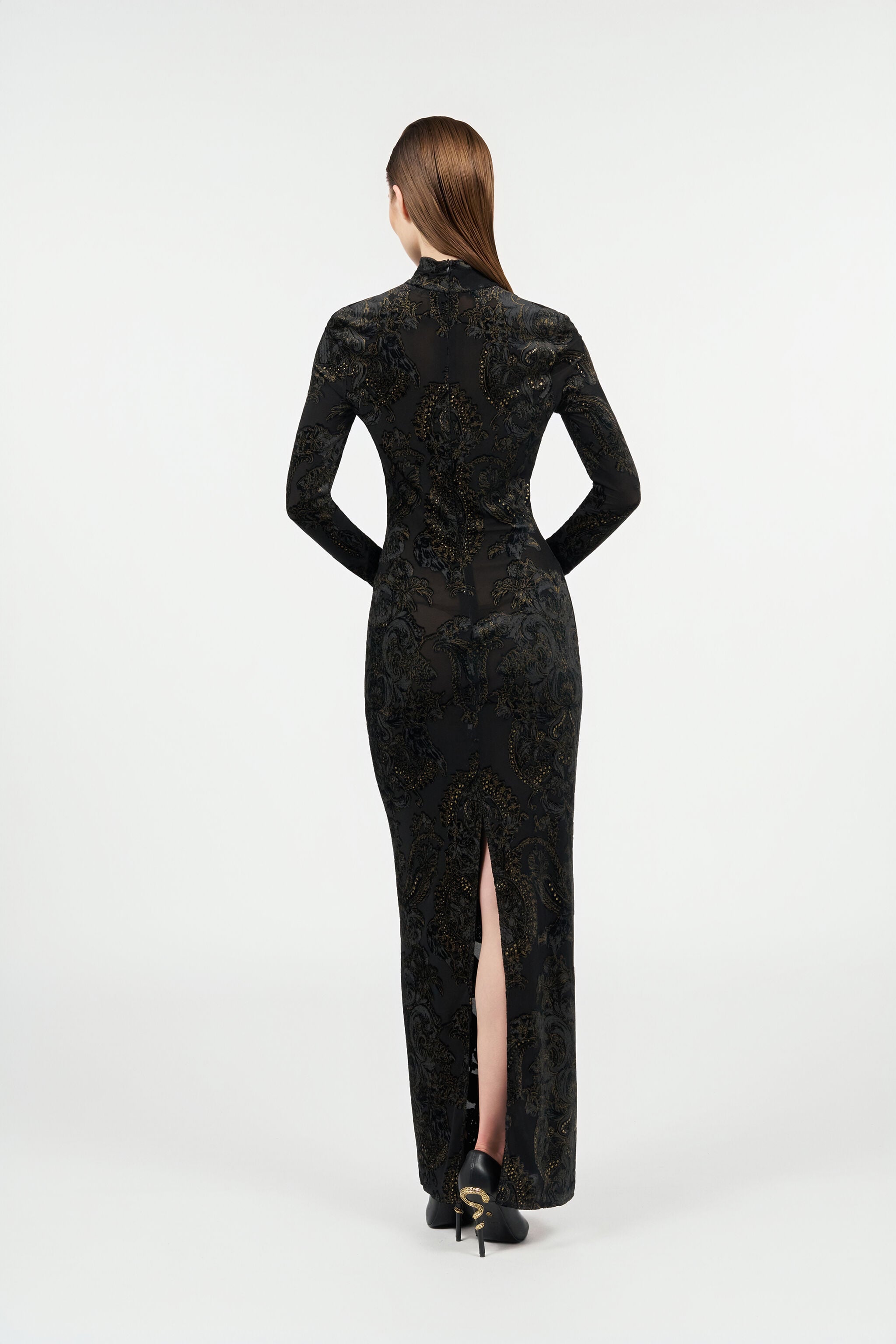 Roberto Cavalli ロベルトカヴァリ ドレス ブラック ワンピース Dress with Ornamental Black Print in BLACK for Women | Roberto