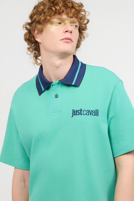JC Polo Shirt With Contrasting Collar And Lettering JC Polo Shirt With Contrasting Collar And Lettering Light blue UFT026-UF046