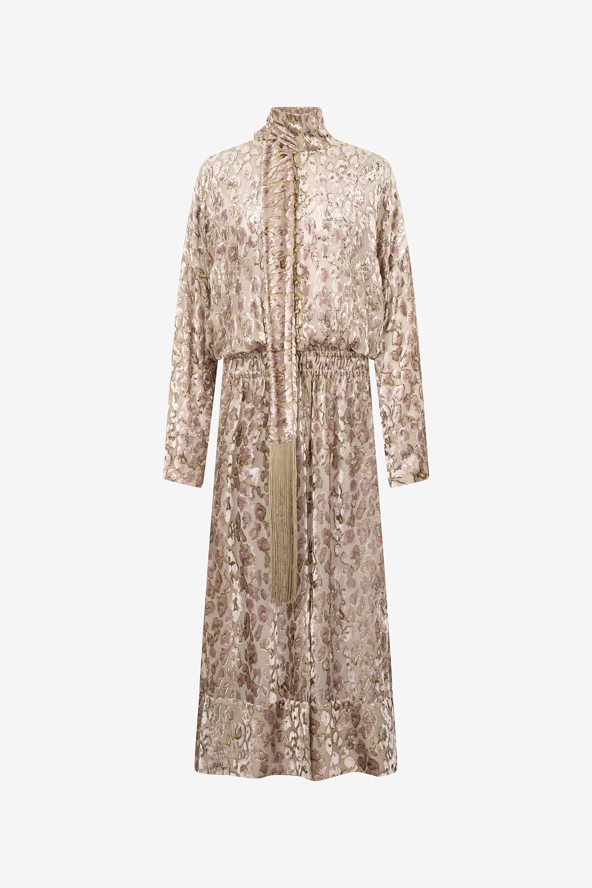 RC Langes Kleid Mit Gesprenkeltem All-Over-Motiv ROSA/ORO VQT198-FC005