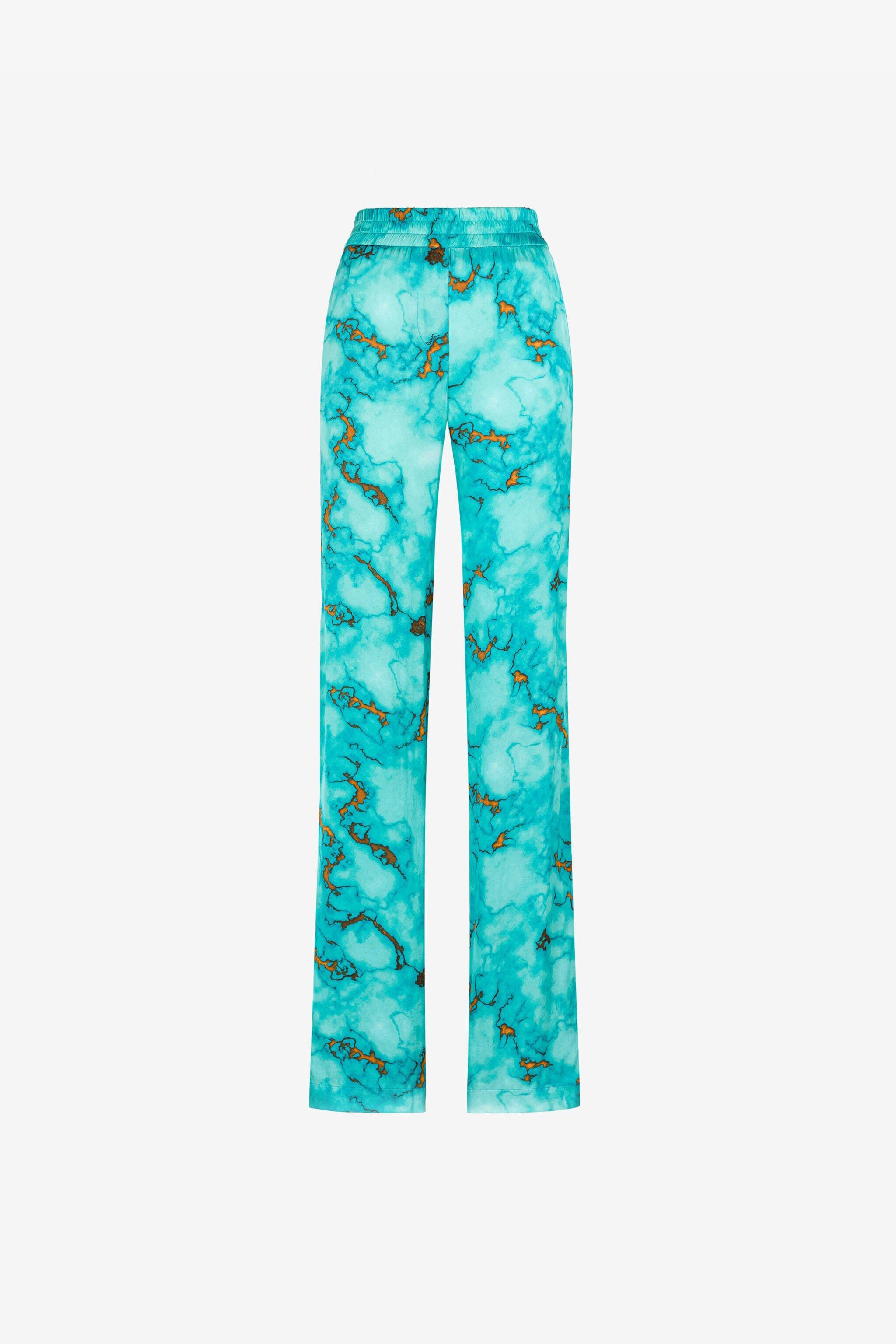 RC Pantaloni a gamba dritta con stampa Marmo Azzurro RKT210-SZH62