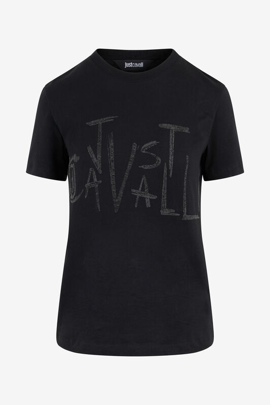 JC Schwarzes T-Shirt Mit Verziertem Logo BLACK UFT129-UF183