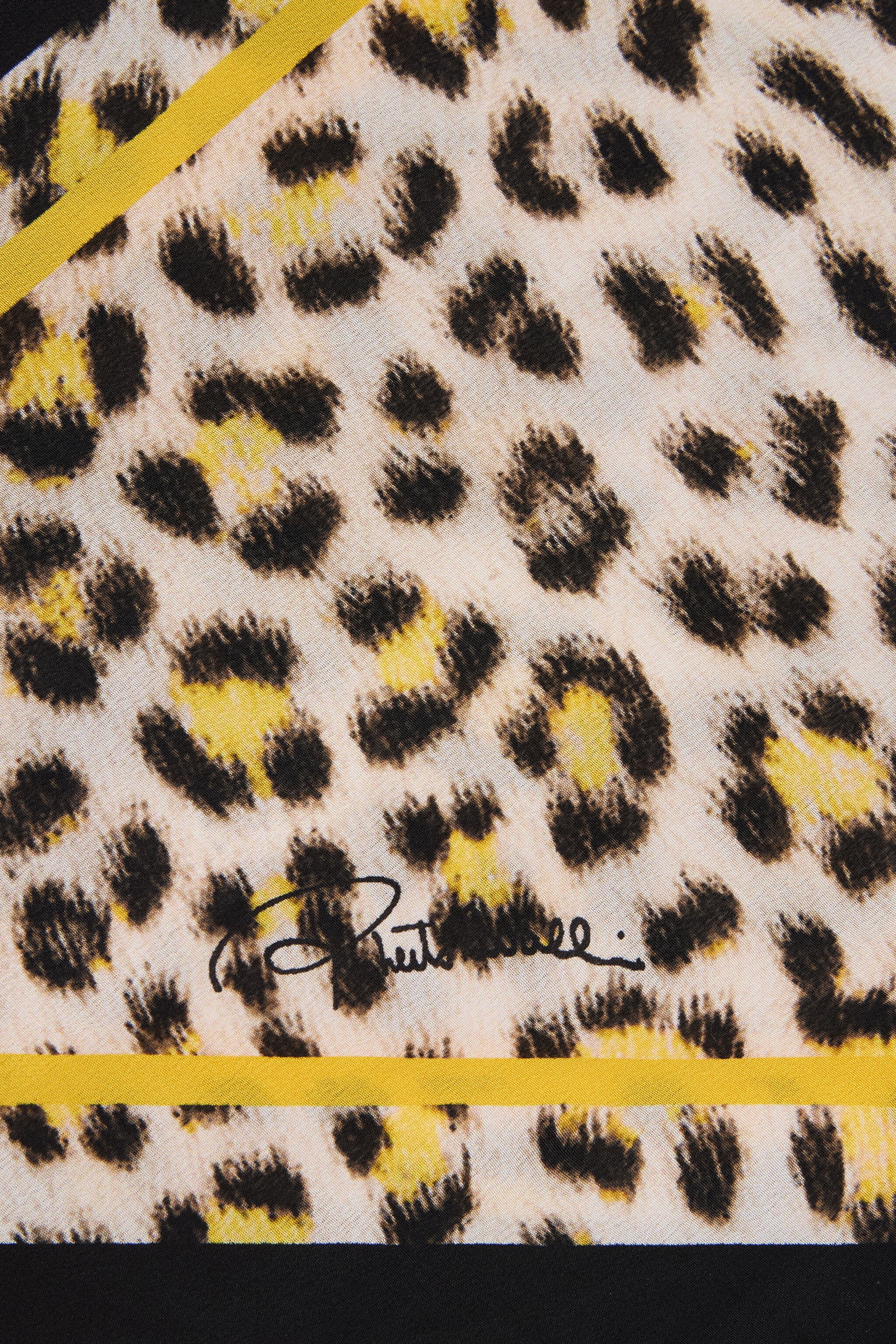 Pop Jaguar Print Silk Scarf in YELLOW/BLACK for Women | Roberto