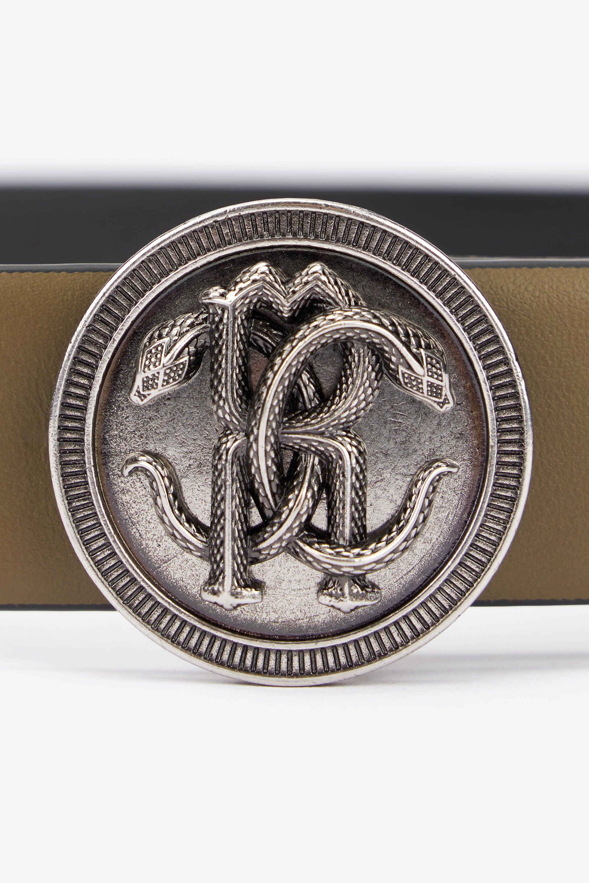 RC Solid-Color Belt With Mirror Snake Monogram RC Solid-Color Belt With Mirror Snake Monogram KAKI TRC003-PZ178