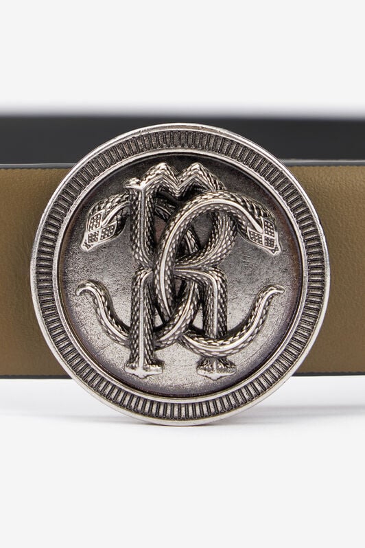 RC Solid-Color Belt With Mirror Snake Monogram RC Solid-Color Belt With Mirror Snake Monogram KAKI TRC003-PZ178