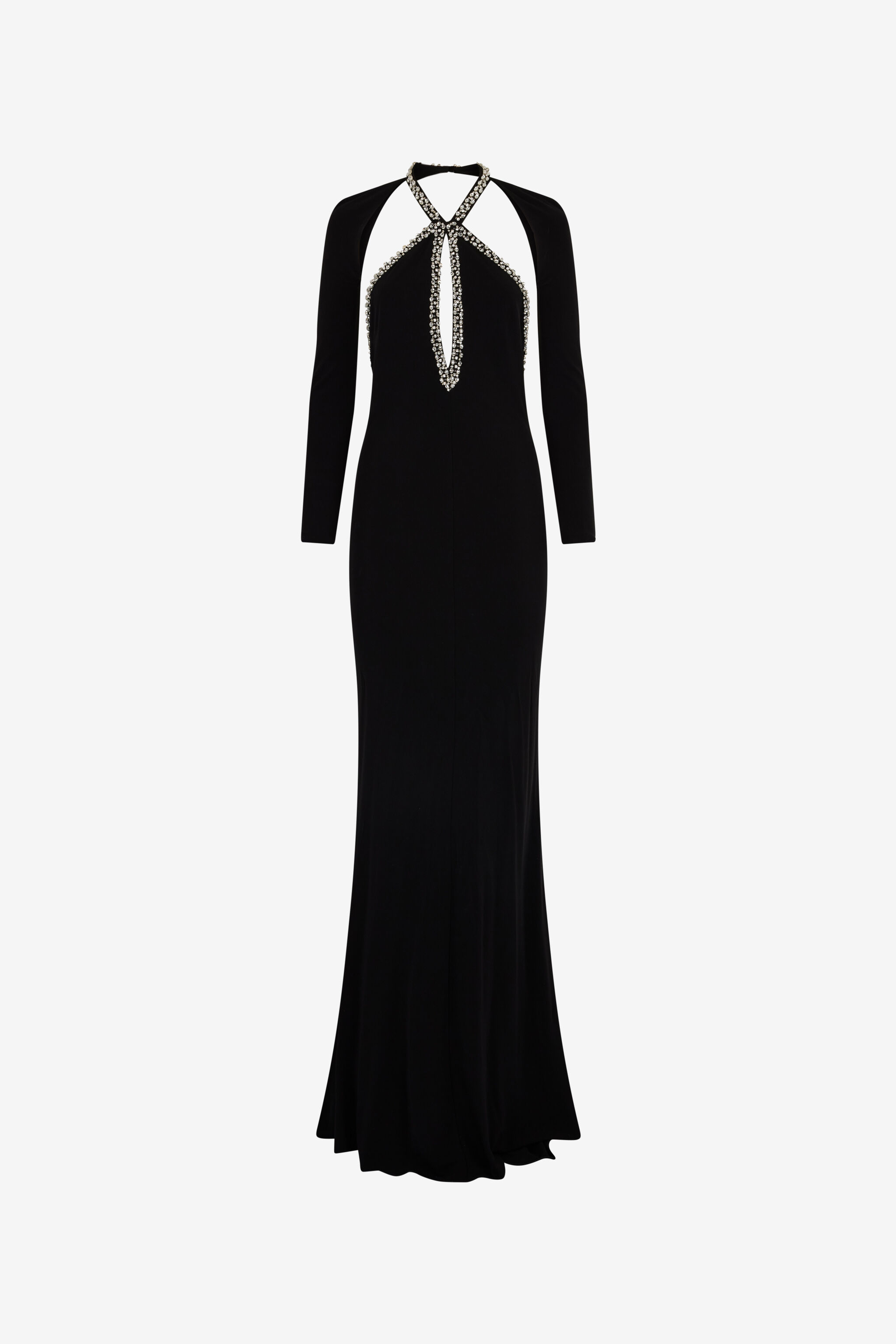 Long dress with crystals in Black for Women | Roberto Cavalli®