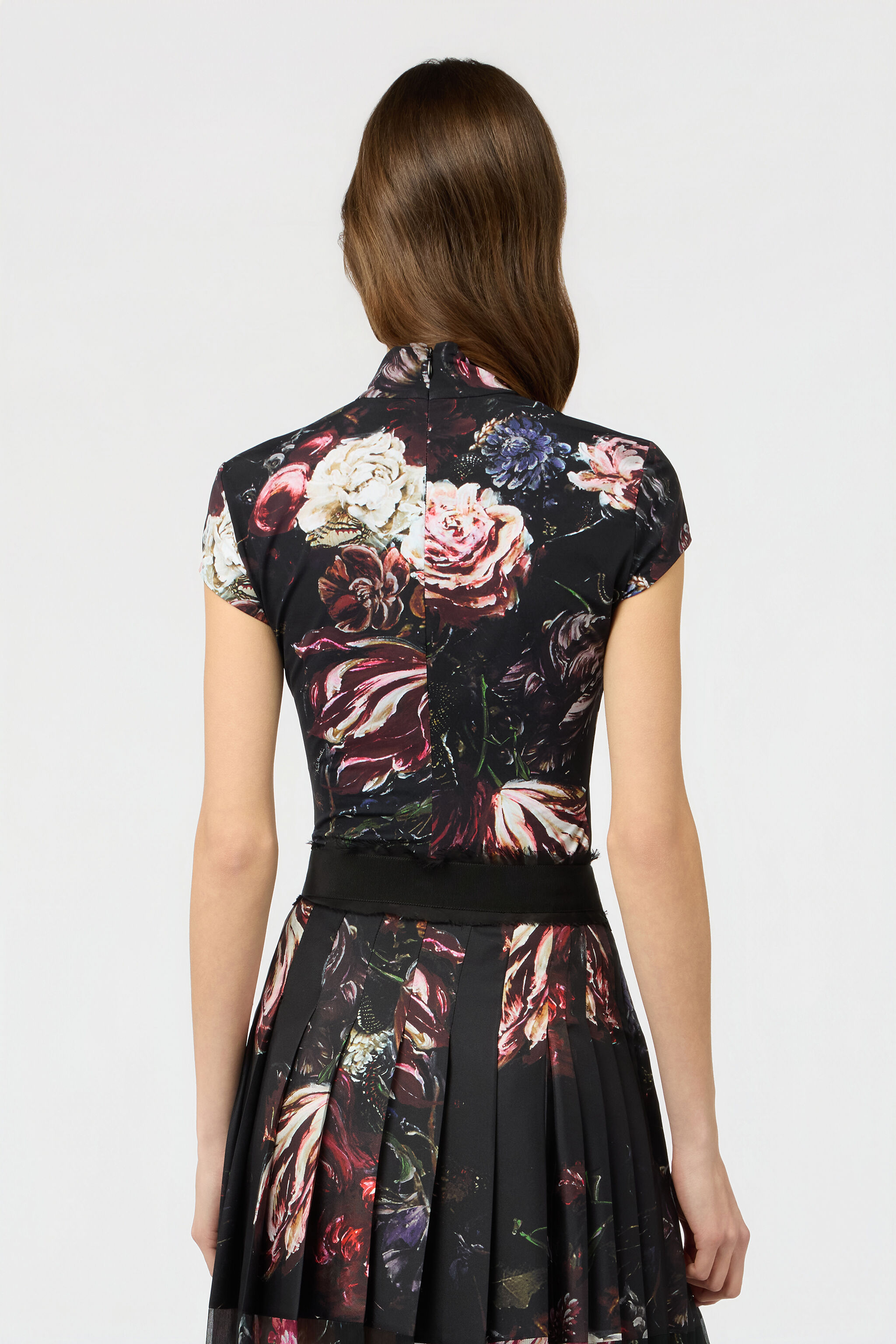 RC Fiammingo Flowers Print Top BLACK/PINK XWT611-LNT77