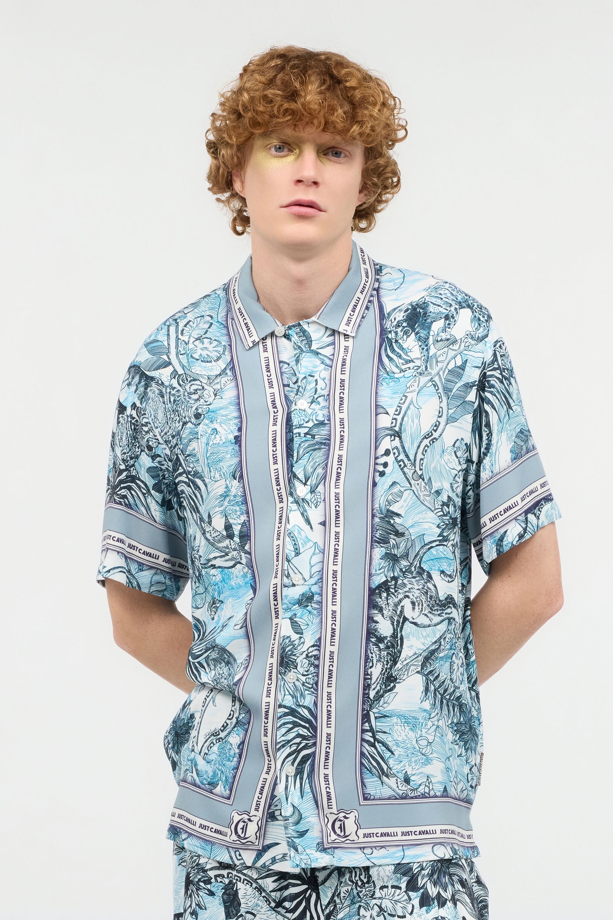 JC Camicia Con Stampa Jungle JC Camicia Con Stampa Jungle Azzurro UFM002-UF097