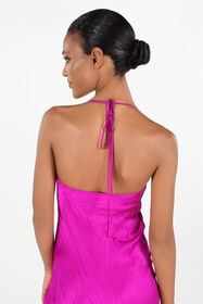 RC Crinkled Silk Long Dress Fuchsia UWT125-SE045