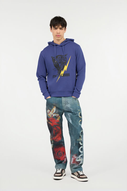 RC Sweatshirt Bleu Avec Jaguar Et Éclair NAVY POT69B-CF052
