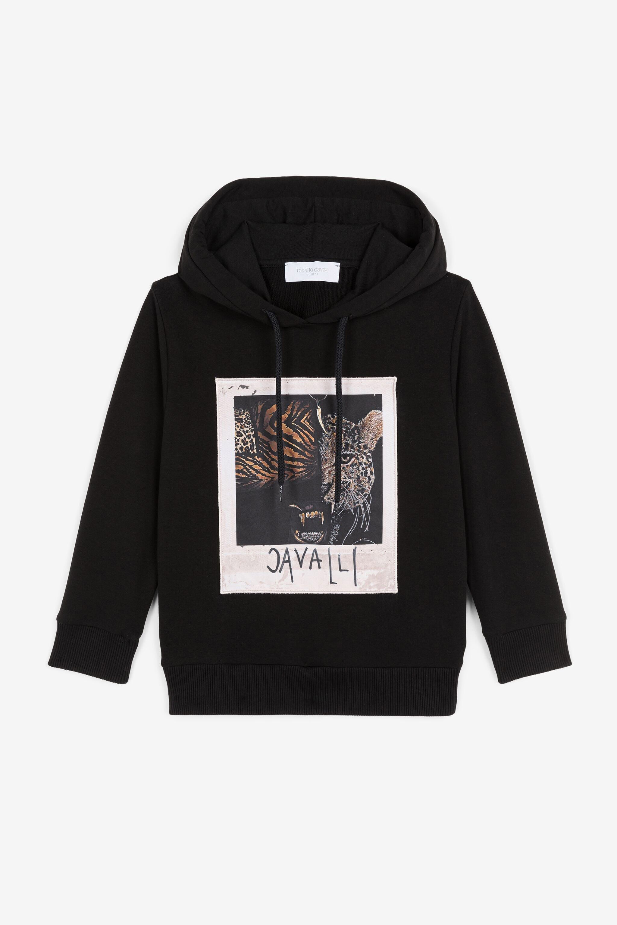 JU Animalier Photograph-Print Appliqué Hoodie JU Animalier Photograph-Print Appliqué Hoodie Black OJT938-ISA2J