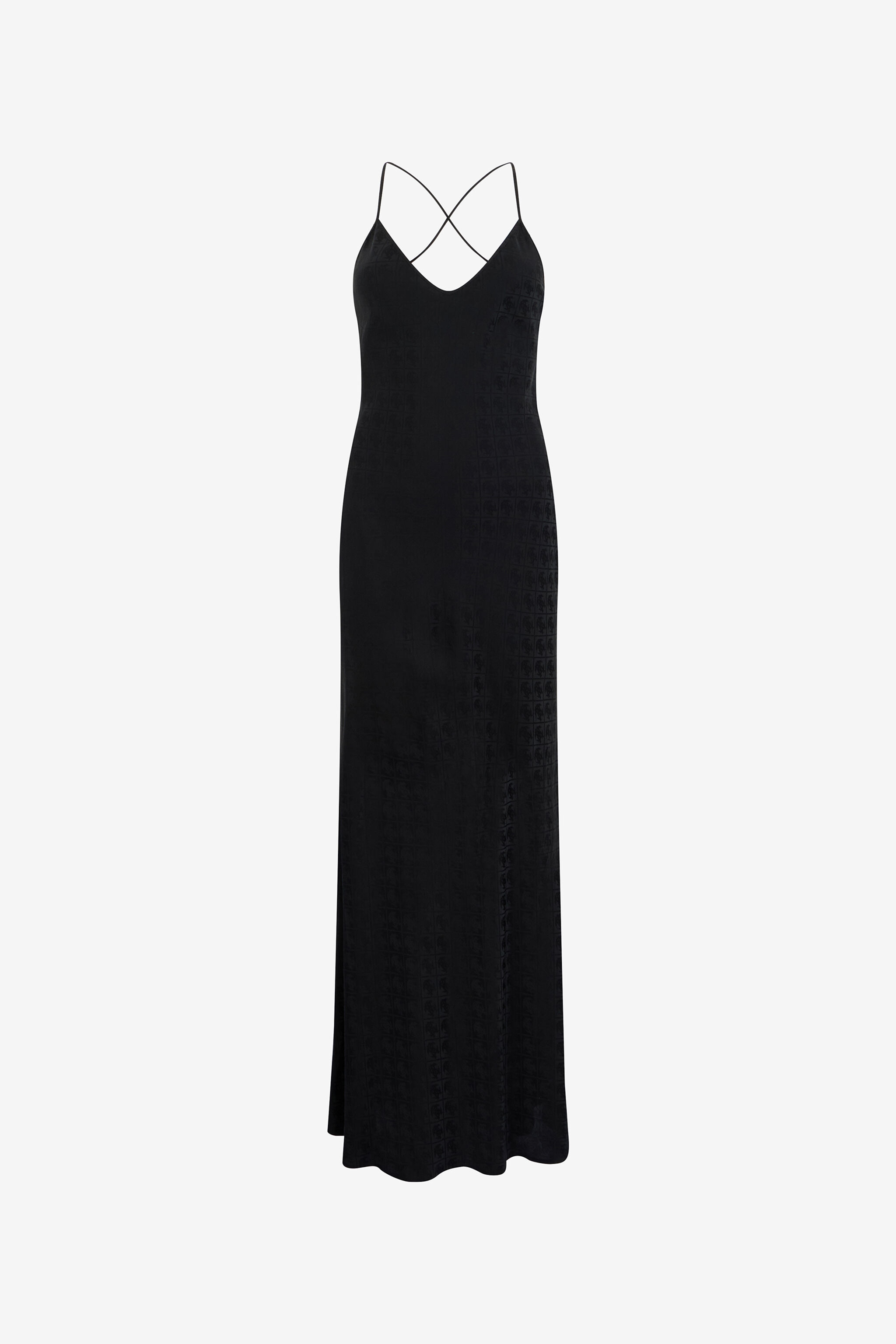 Silk Maxi Dress with Monogram RC in Black for Women | Roberto Cavalli®