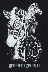 JU T-Shirt À Imprimé Zèbres Et Logo Noir UJT60B-JD001