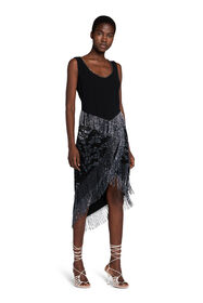RC Fringed Bead-Embellished Dress Black JQR156-HR005