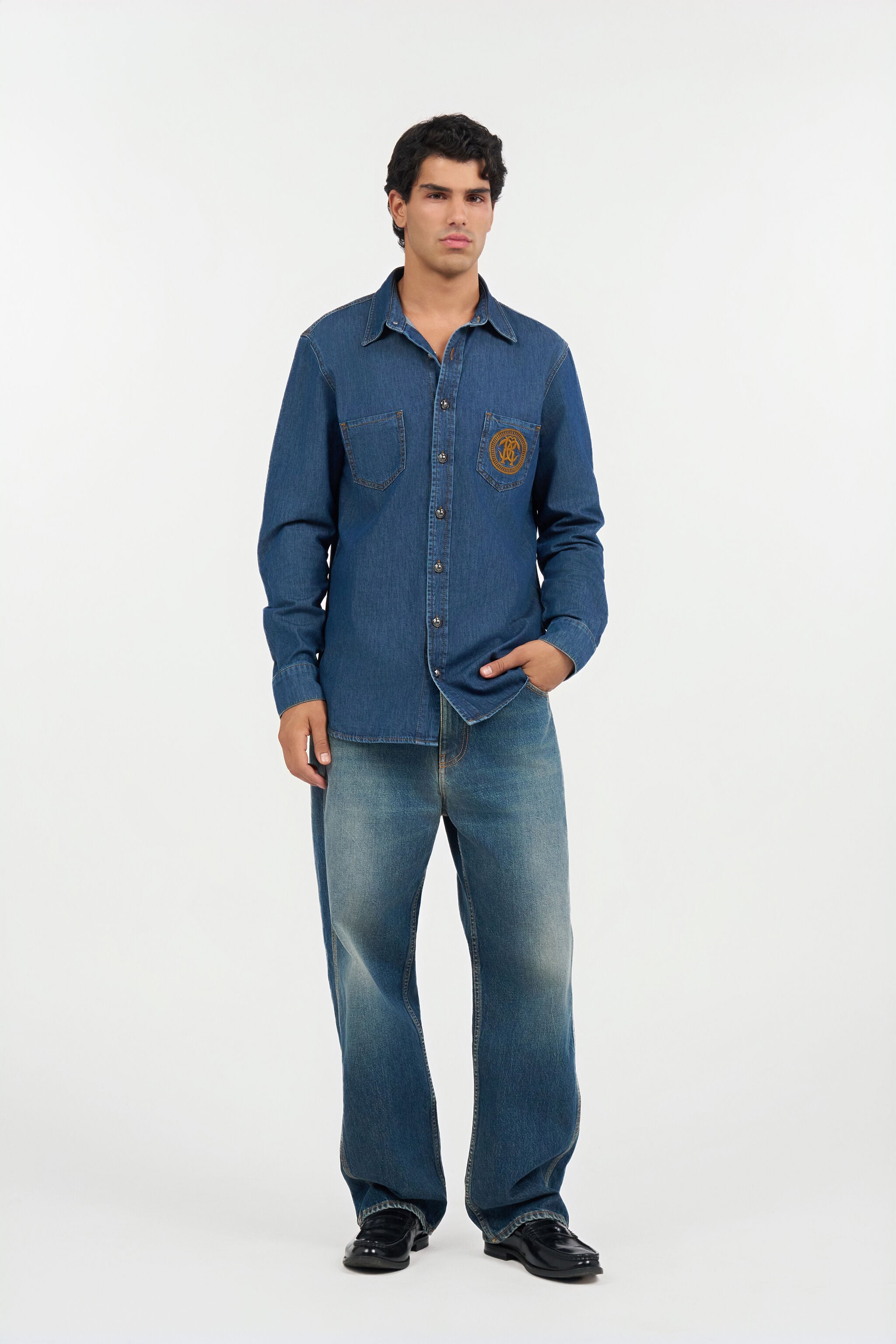 RC Denim Shirt with Monogram RC DARK BLUE QOJ70C-DLO04