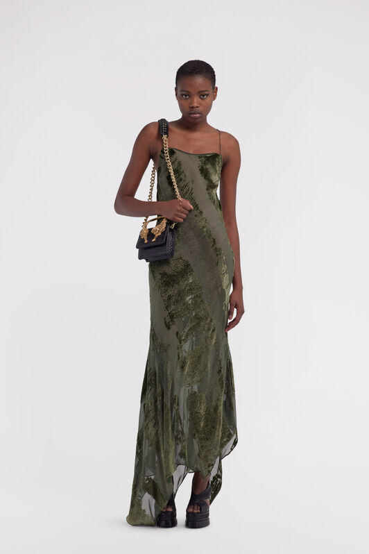 RC Long devore dress Dark green SKT160-VL041