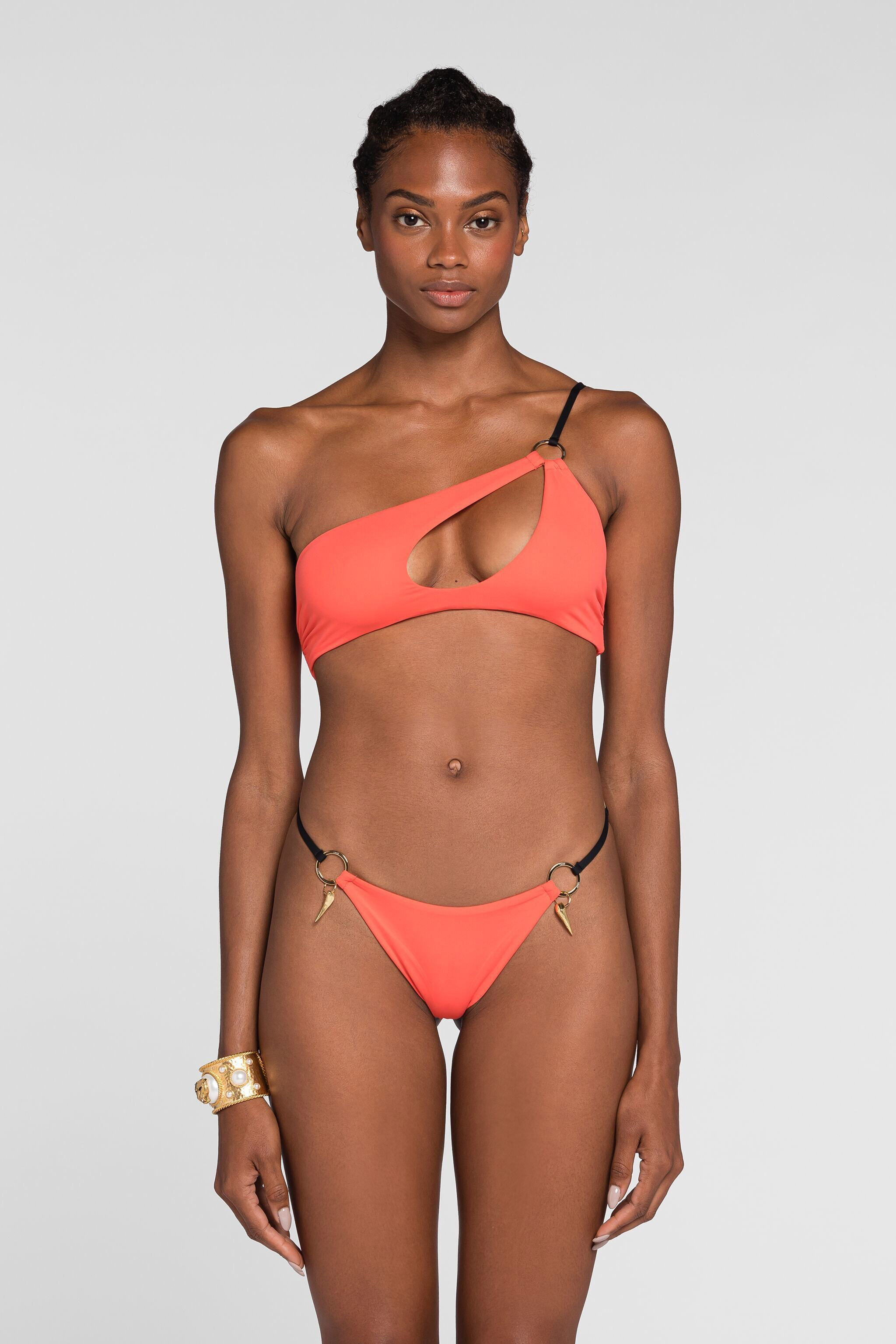 Tiger-tooth charm bikini briefs in Orange for Women | Roberto Cavalli®