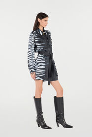 RC Short Silk Dress With Zebra Print Black/White UKT163-4QN50