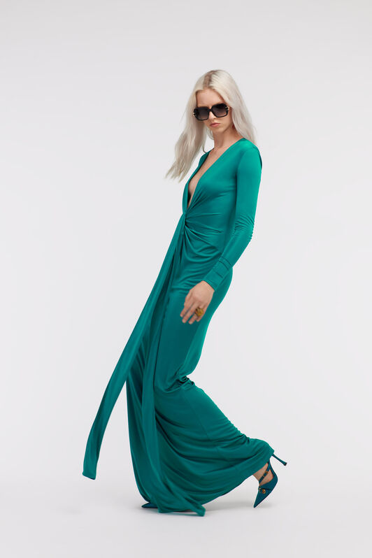 RC Emerald Green Knotted Maxi Dress Light blue SKT107-JJ036