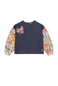 JU Flower And Tiger-Print Top Dark blue IJT901-DL003