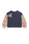 JU Flower And Tiger-Print Top JU Flower And Tiger-Print Top Dark blue IJT901-DL003