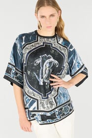 RC T-Shirt With Mirror Snake Monogram And Marble Print Dark blue UKT610-4QN81