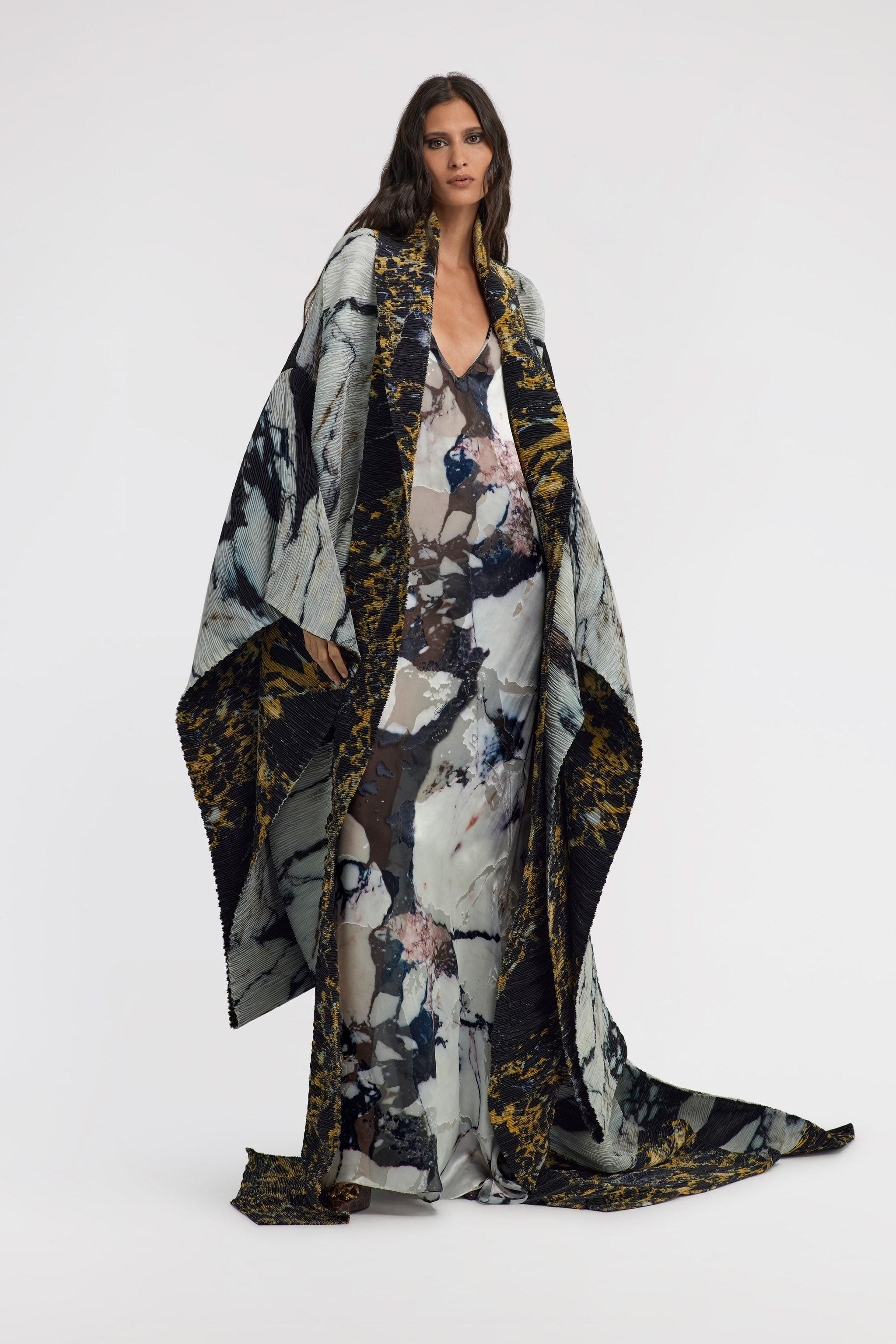 RC Marble print long Dress RC Marble print long Dress Schwarz/Weiß TWT124-HEN18
