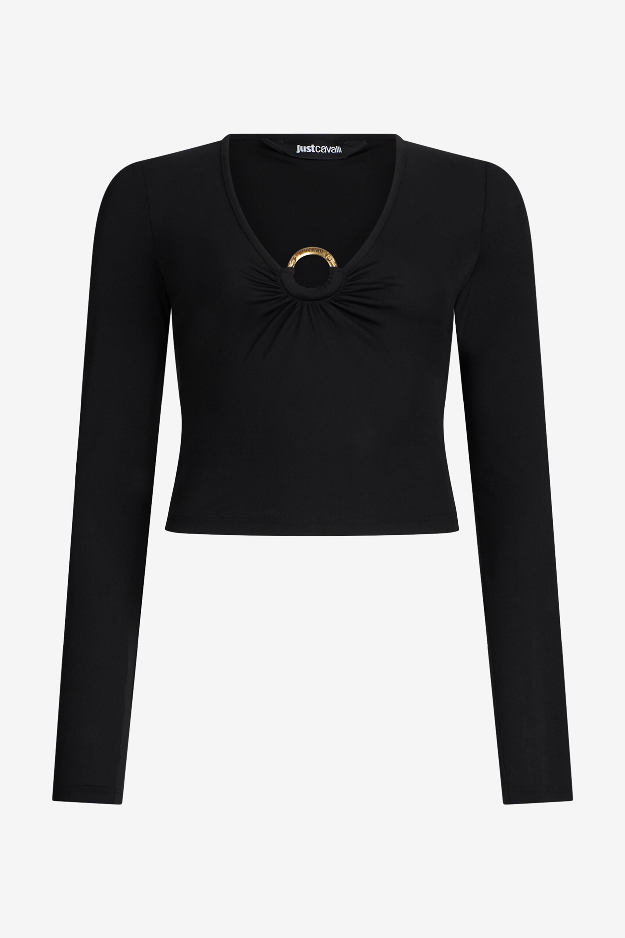 JC Black Lurex Crop Top With Ring Detail JC Black Lurex Crop Top With Ring Detail BLACK VFT213-VF336