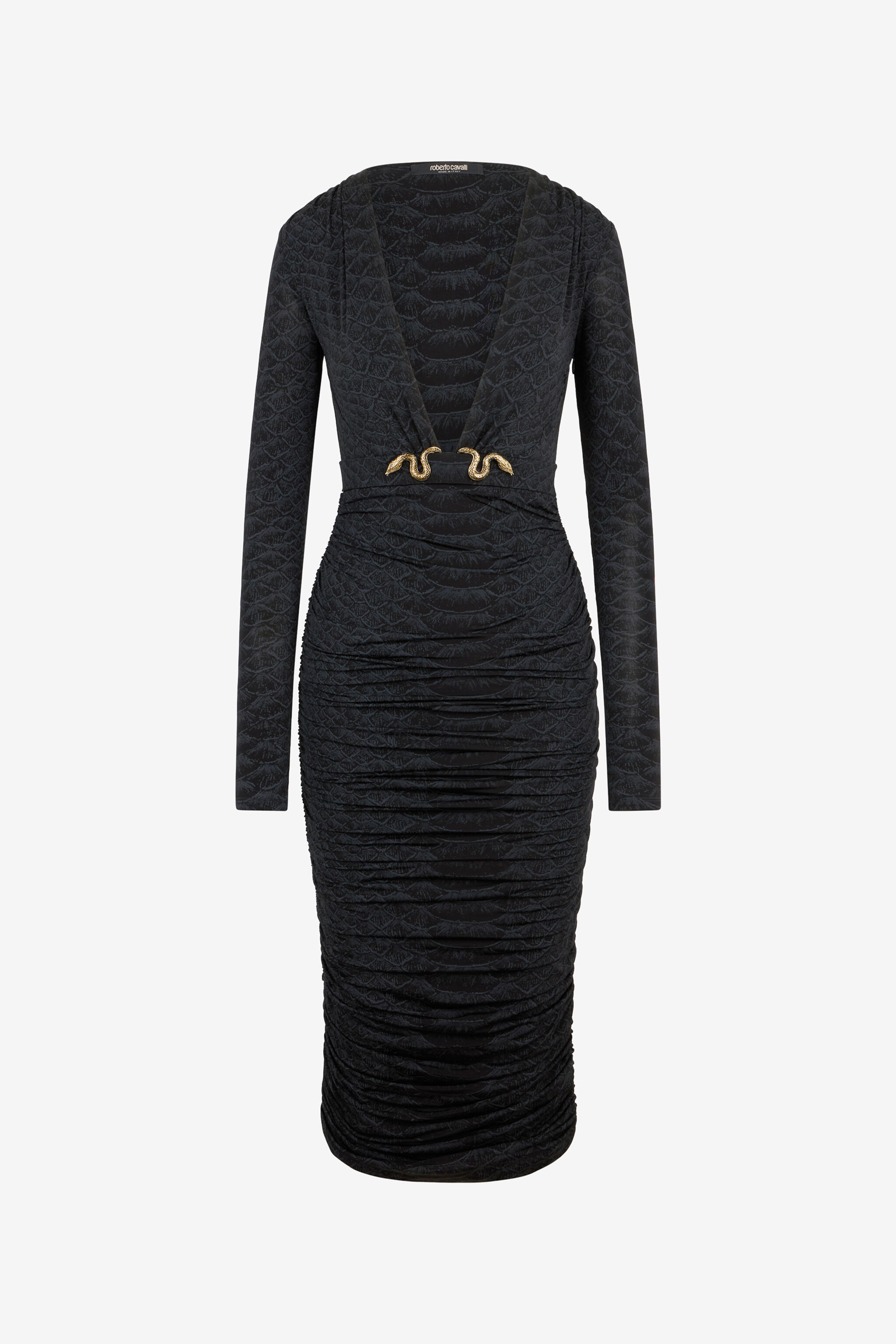 RC Serpentine Print Midi Dress RC Serpentine Print Midi Dress BLACK XQT122-NLS36