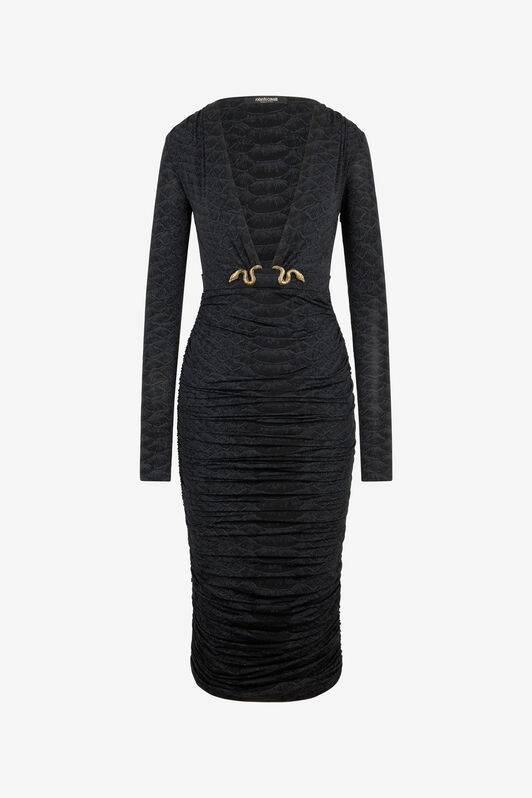 RC Serpentine Print Midi Dress RC Serpentine Print Midi Dress BLACK XQT122-NLS36