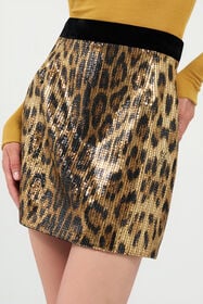 RC Leopard-Print Sequin Mini Skirt NATURAL WKT308-VXQ71