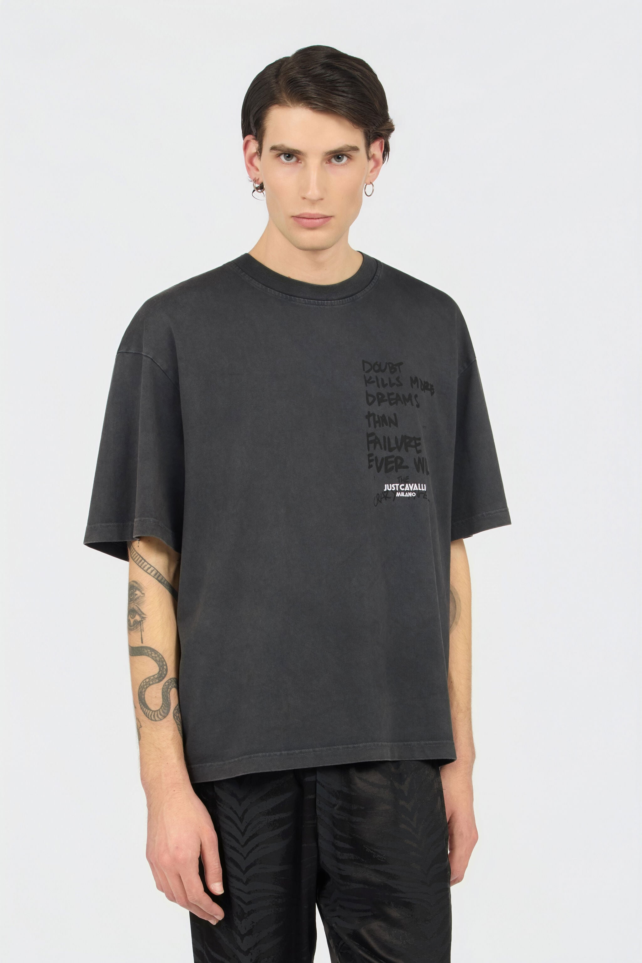 JC Grey T-Shirt With Printed Tiger JC Grey T-Shirt With Printed Tiger BLACK WFT055-WF085