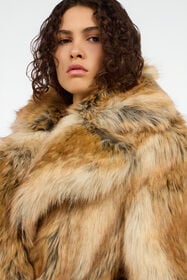 RC Brown faux fur coat MARRONE VKT505-FT028