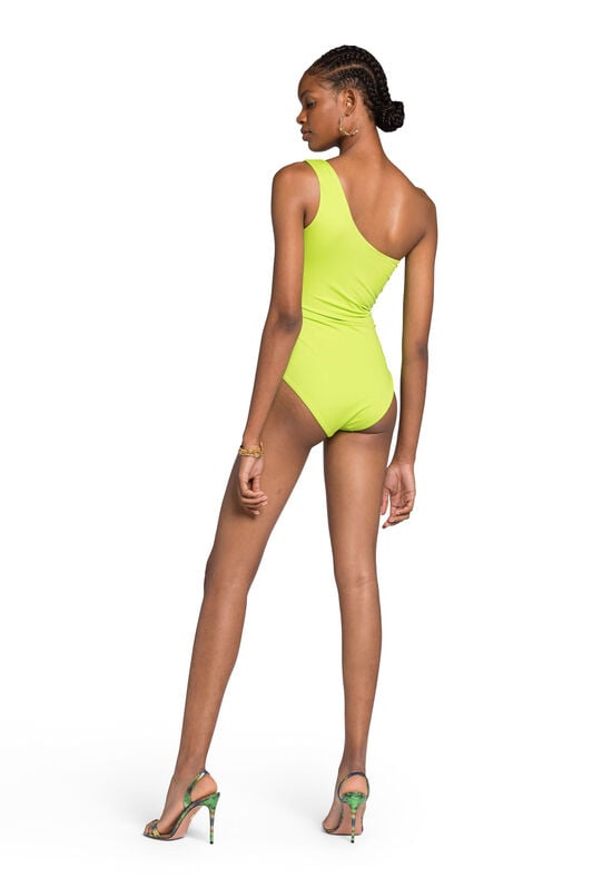 RC RC Monogram-Print One-Shoulder Swimsuit RC RC Monogram-Print One-Shoulder Swimsuit Light green KSW01X-LL002