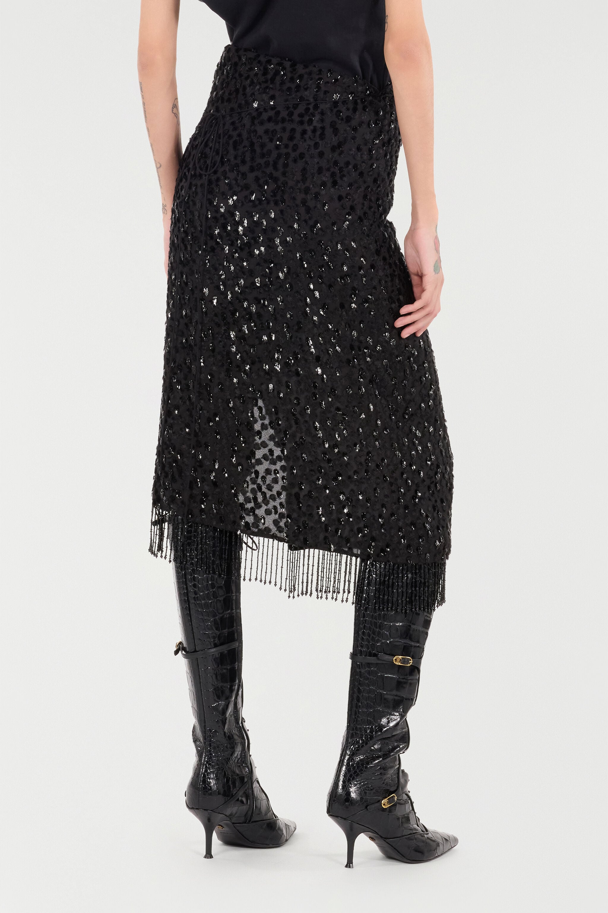 RC Skirt With Beaded Hem RC Skirt With Beaded Hem Black UKR304-FC004