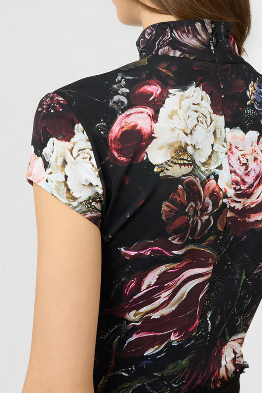 RC Fiammingo Flowers Print Top BLACK/PINK XWT611-LNT77