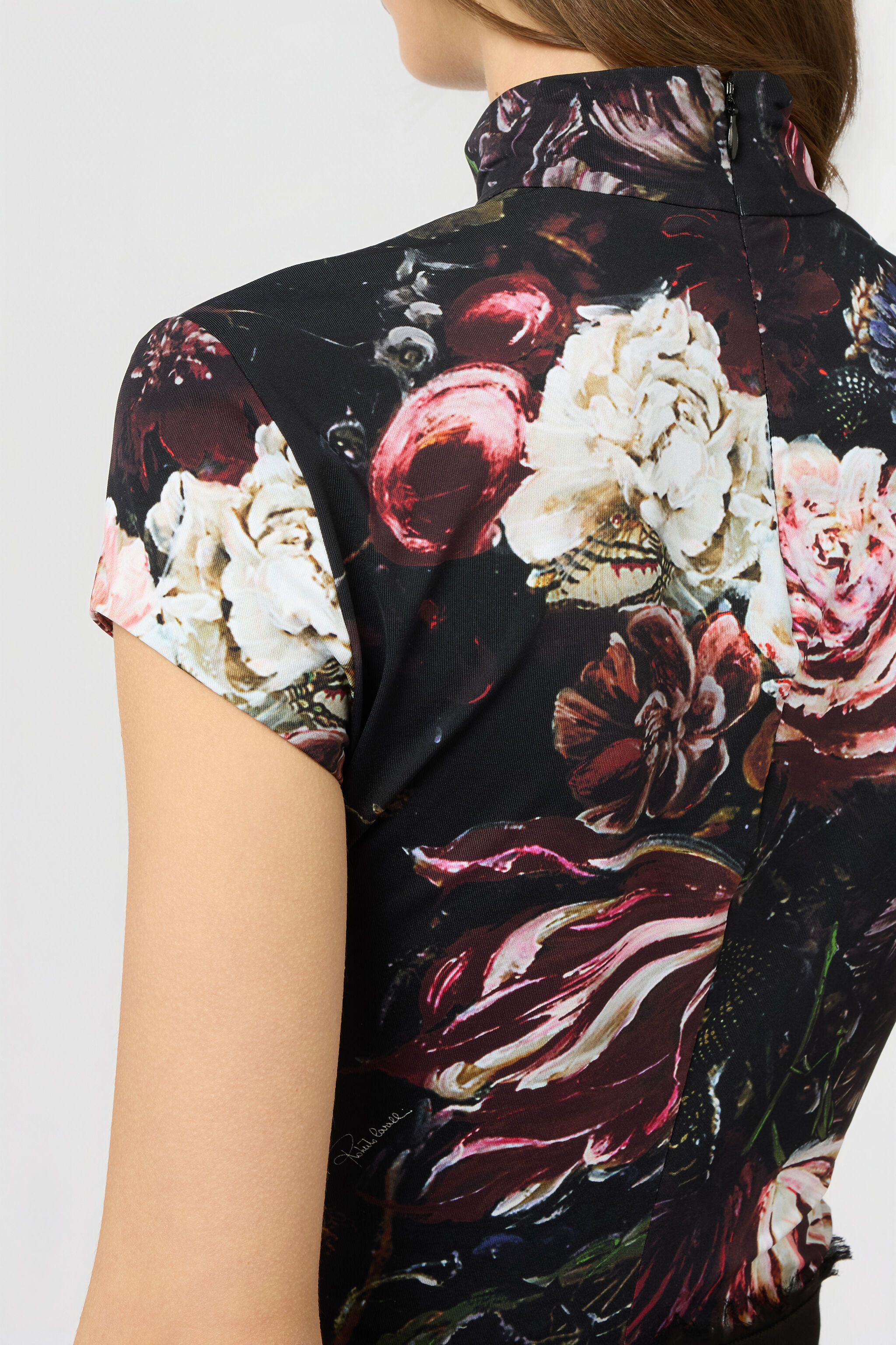 RC Fiammingo Flowers Print Top BLACK/PINK XWT611-LNT77
