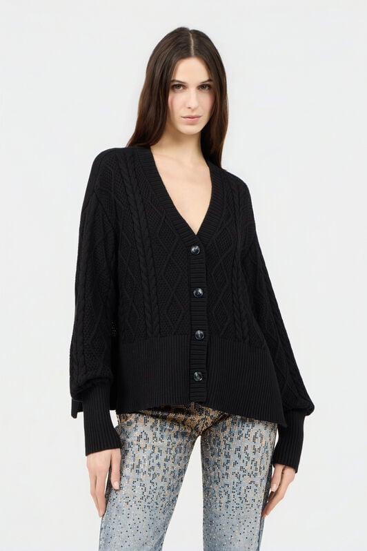 RC Black Cable-Knit Cardigan RC Black Cable-Knit Cardigan BLACK SOM60C-MG001