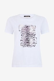 RC Weißes T-Shirt mit Leoparden-Grafik WHITE TOT60B-JD003