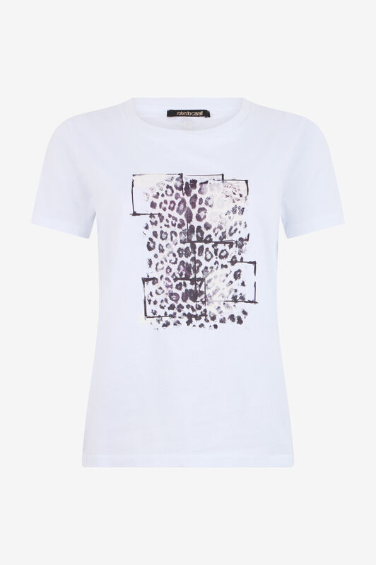RC Weißes T-Shirt mit Leoparden-Grafik RC Weißes T-Shirt mit Leoparden-Grafik WHITE TOT60B-JD003