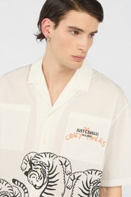 JC Elfenbeinfarbenes Hemd mit Tigern und Logo OFF WHITE WFM007-WF155