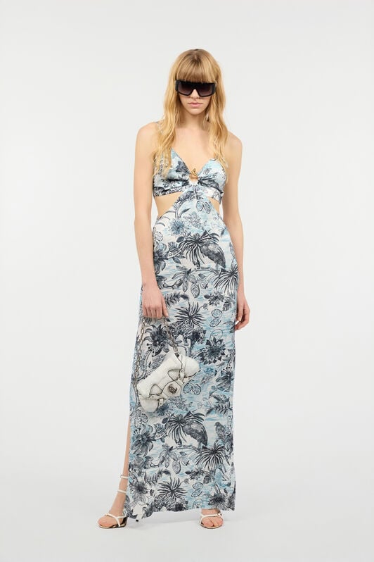 JC Long Jungle-Print Dress JC Long Jungle-Print Dress Light blue UFT185-UF251