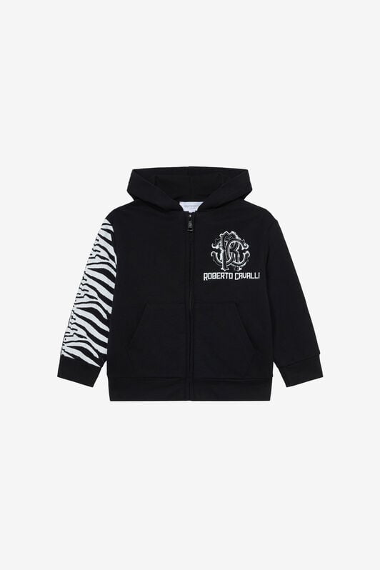 JU Black Sweatshirt With Zebra Print And Monogram RC BLACK UJT68B-CF050